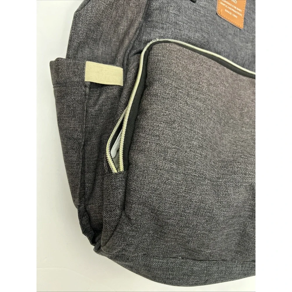 LAND Backpack Diaper Bag Backpack Gray Multi Compartments Zip Canvas‎ SKU 1718